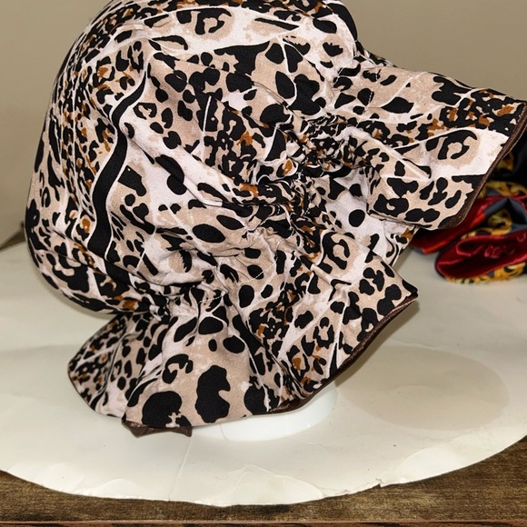 Leopard Print Satin Bonnet – Brown Lining - Picture 2 of 2